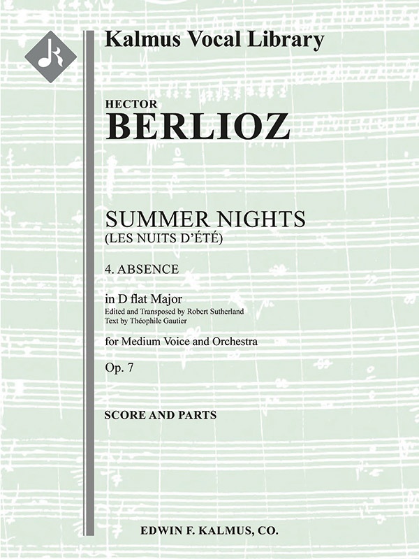 Summer Nights, Op. 7 (Les Nuits D'ete): 4. Absence (Transposed In Db) Score And Parts