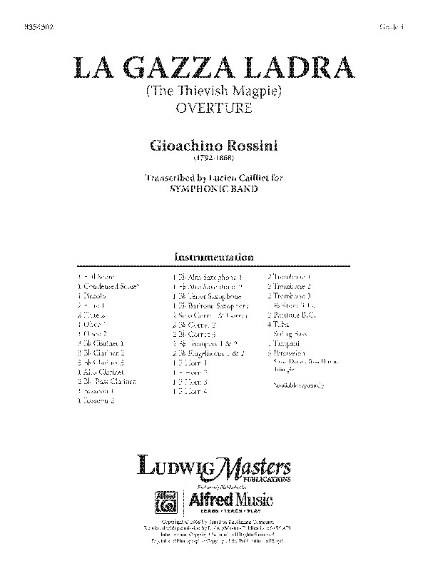 La Gazza Ladra (The Thieving Magpie) Overture Full Score