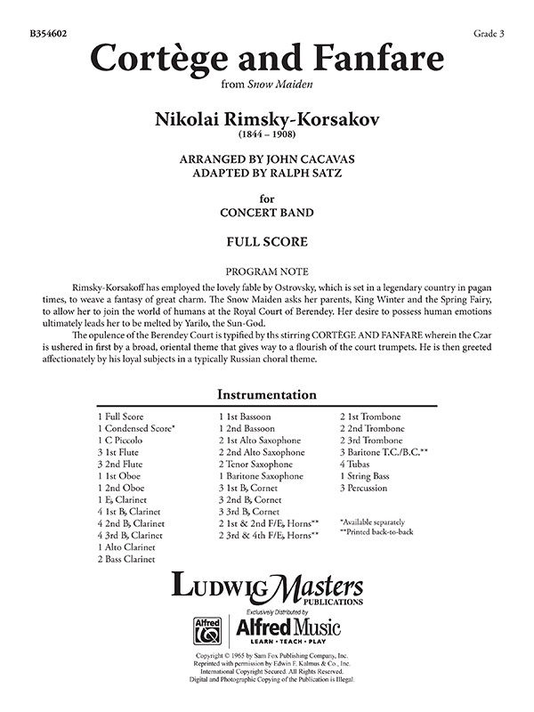 CortèGe And Fanfare From Snow Maiden Concert Band