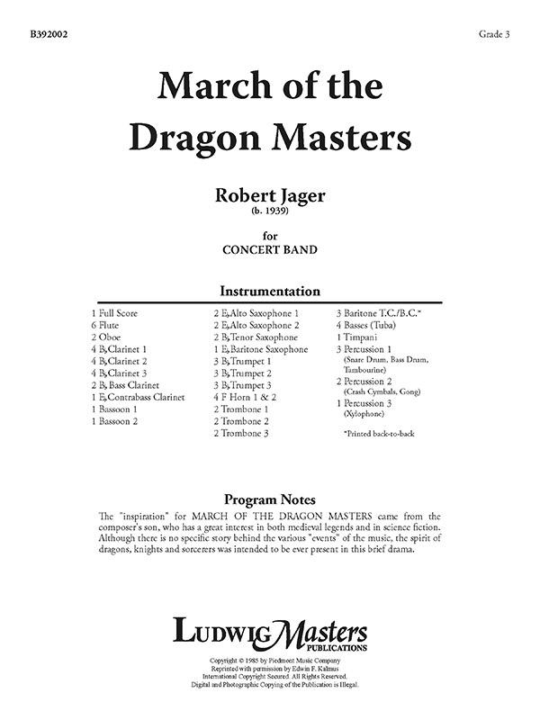 March Of The Dragon Masters Score