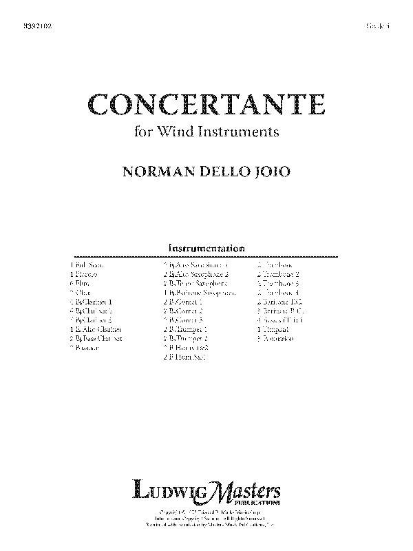 Concertante For Wind Instruments Conductor Score