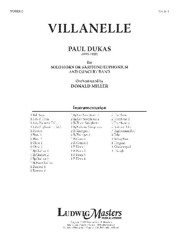 Villanelle For Horn Or Euphonium And Band Conductor Score