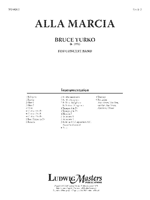 Alla Marcia Conductor Score