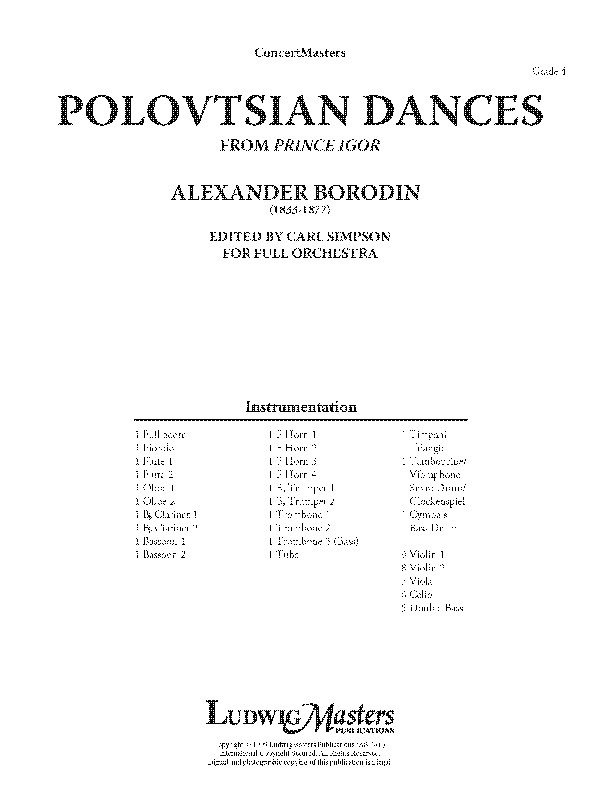 Prince Igor: Polovtsian Dances Full Score