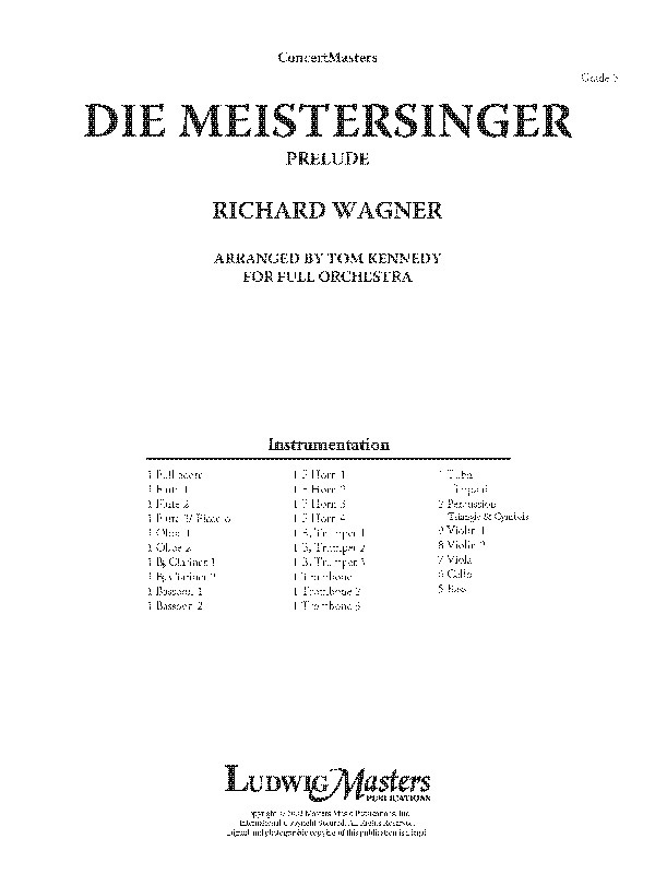 Die Meistersinger Von Nuerenburg: Prelude Full Score