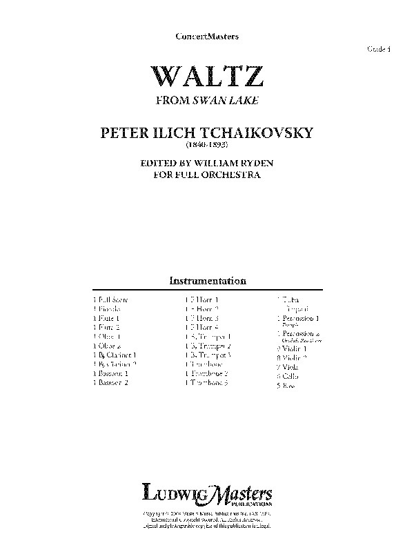 Waltz From Swan Lake Full Score