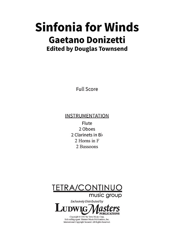 Sinfonia For Winds In G Minor, A 509 (Sinfonia füR BläSer) Conductor Score