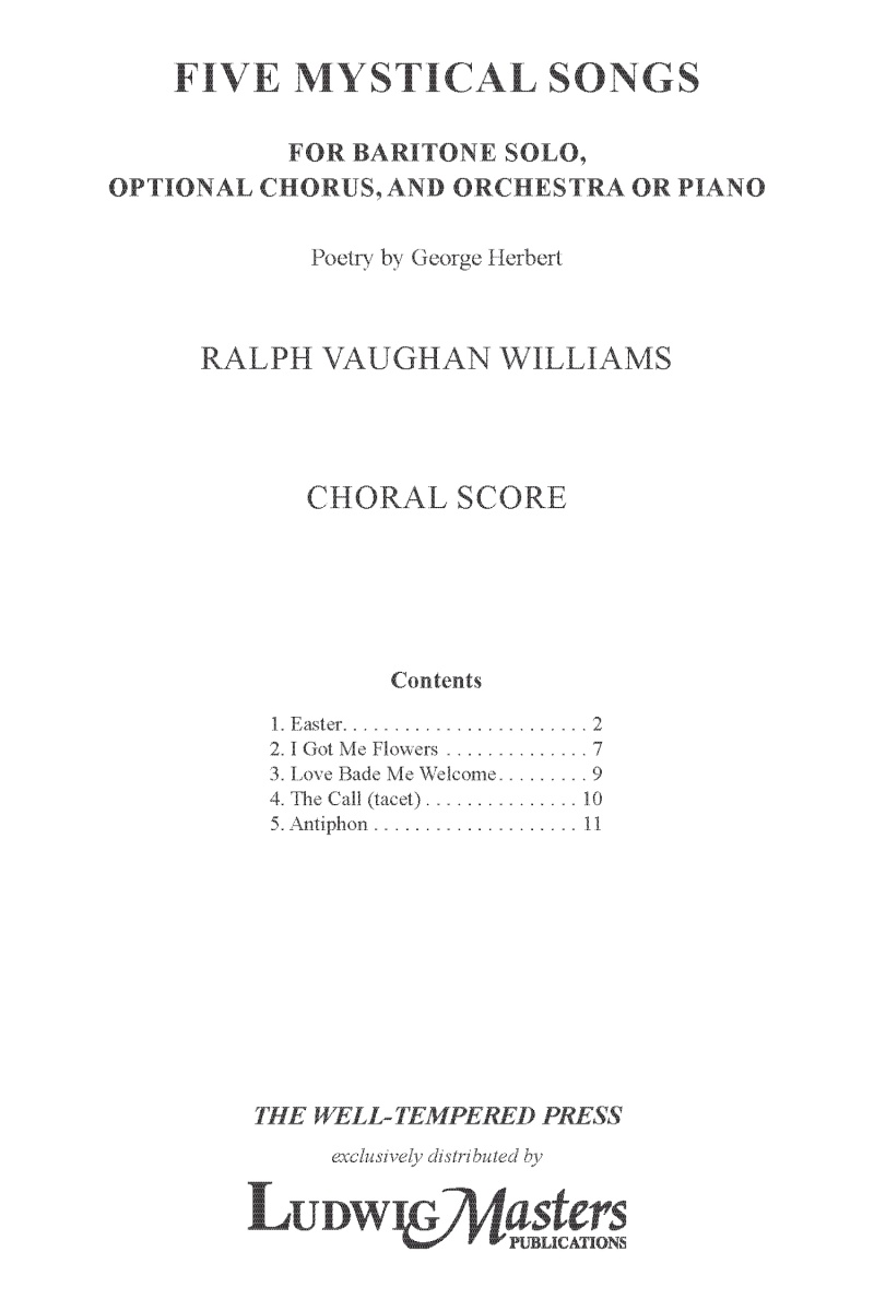 Five Mystical Songs Choral Score