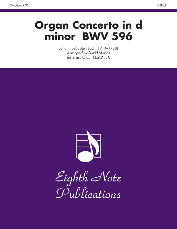 Organ Concerto In D Minor, Bwv 596 Score & Parts