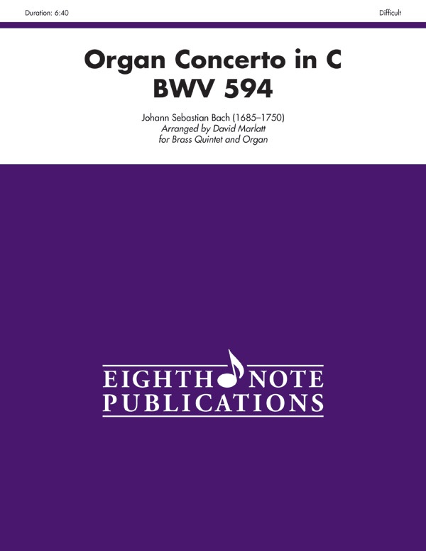 Organ Concerto In C Bwv 594 Score & Parts
