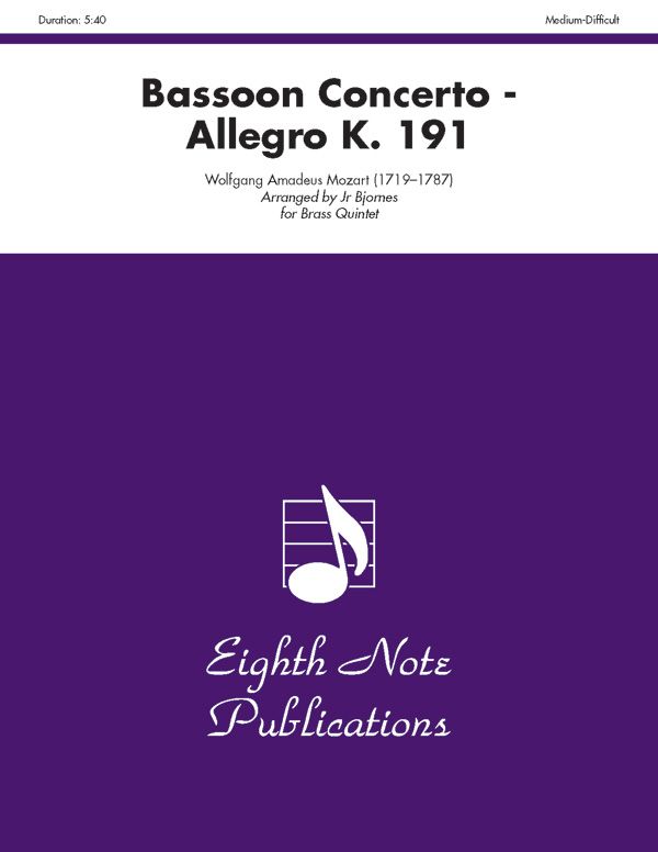 Bassoon Concerto: Allegro, K. 191 Trombone/Euphonium Feature Score & Parts