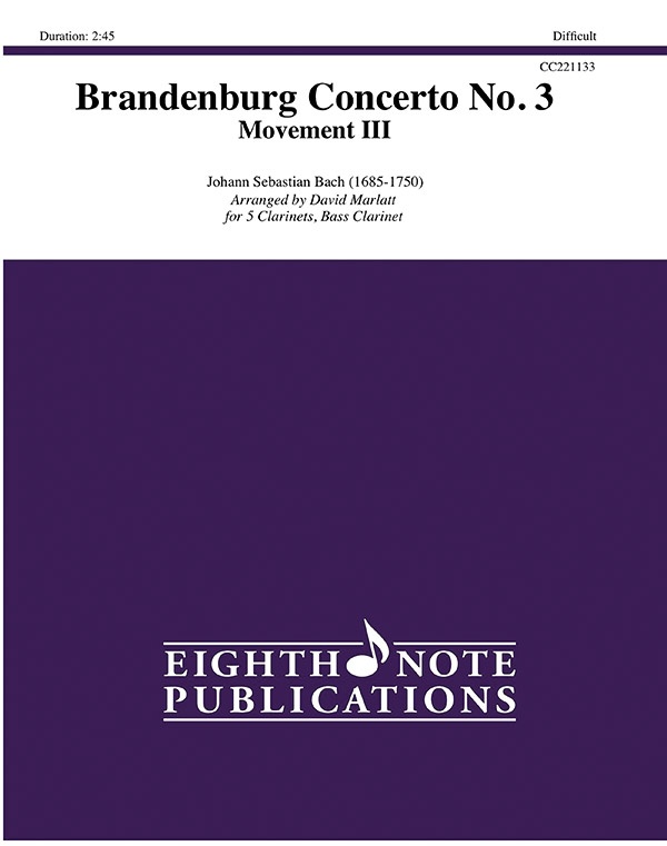 Brandenburg Concerto No. 3 Movement Iii Score & Parts