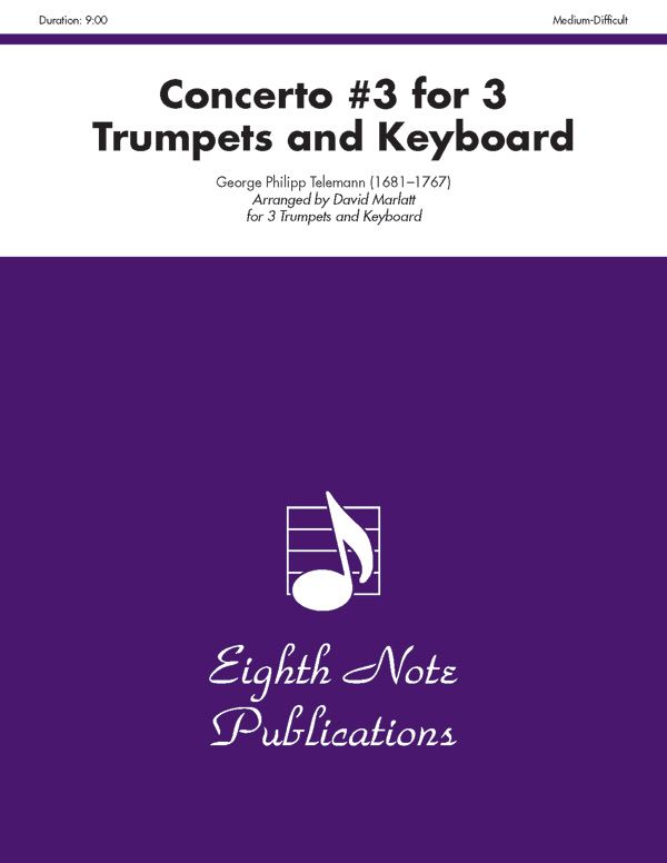 Concerto #3 For 3 Trumpets And Keyboard Score & Parts