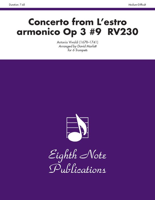 Concerto (From L'estro Armonico, Op 3 #9 Rv230) Score & Parts