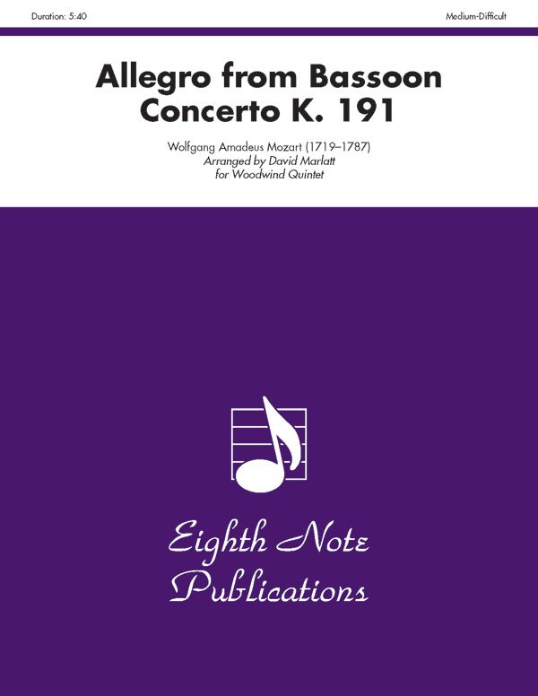 Allegro (From Bassoon Concerto, K. 191) Score & Parts