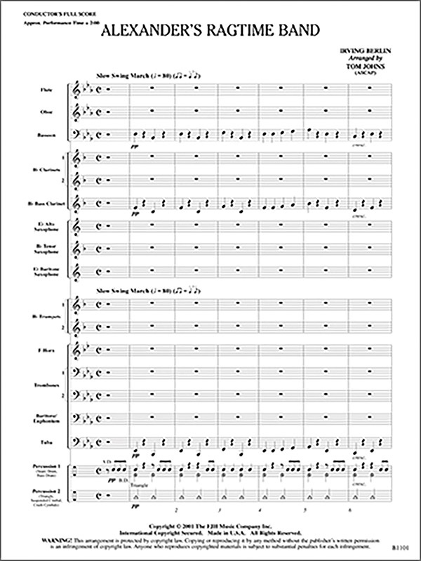 Alexander's Ragtime Band Conductor Score