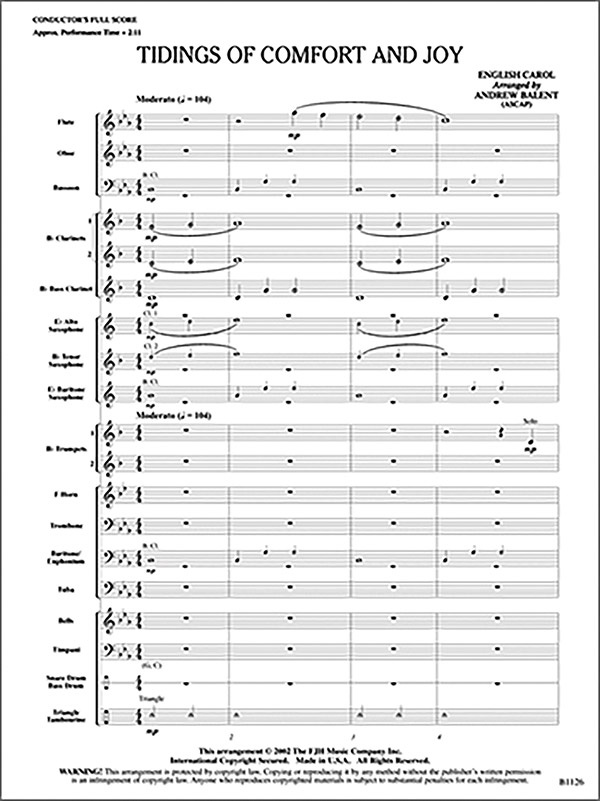 Tidings Of Comfort And Joy Conductor Score & Parts
