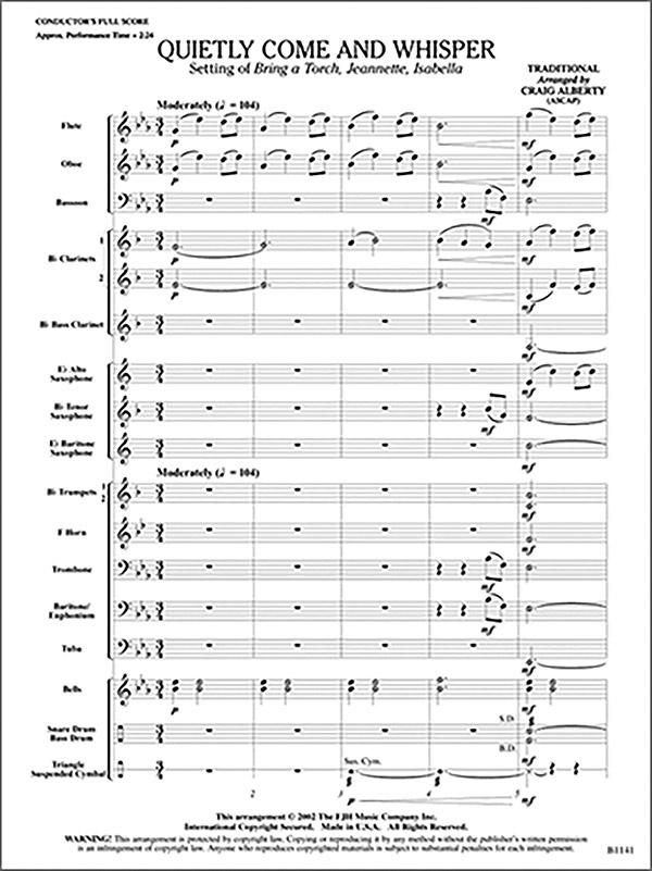 Quietly Come And Whisper Conductor Score