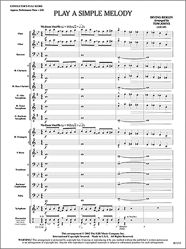 Play A Simple Melody Conductor Score & Parts