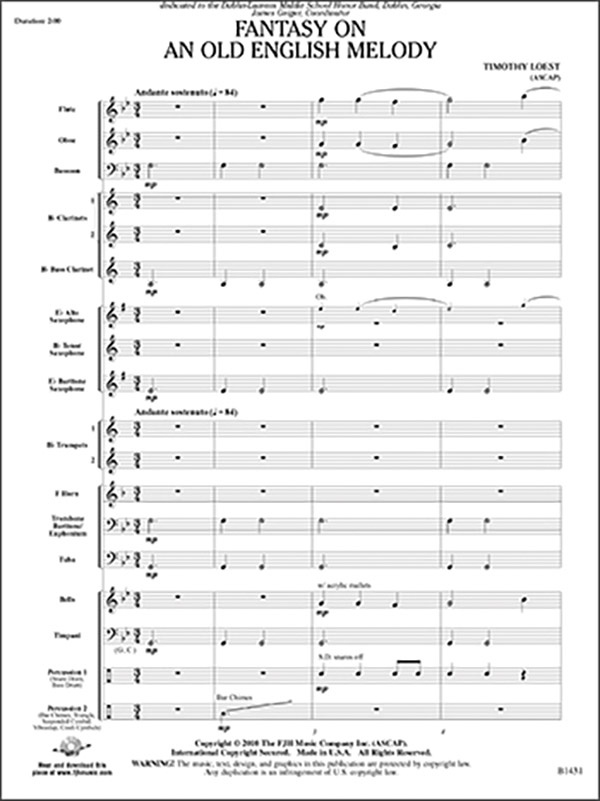 Fantasy On An Old English Melody Conductor Score