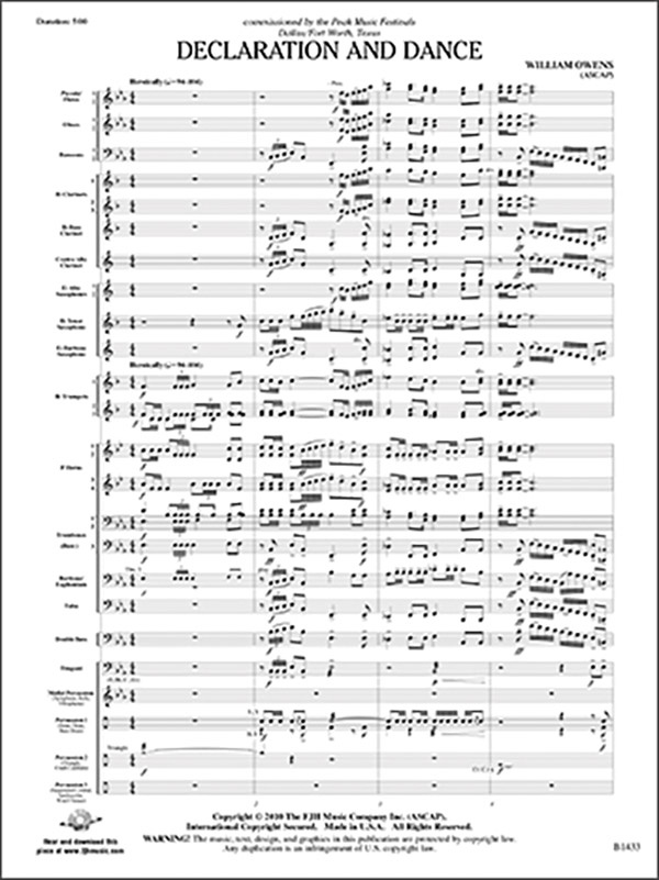 Declaration And Dance Conductor Score & Parts