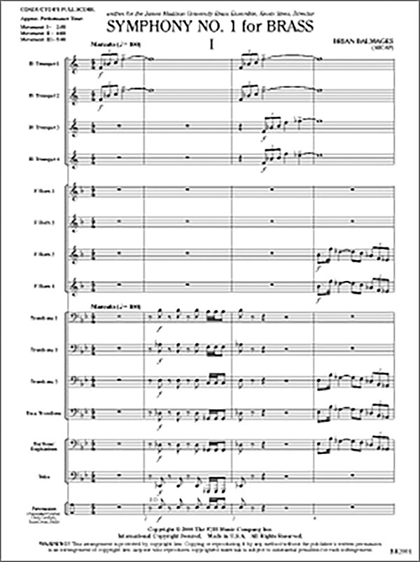 Symphony No. 1 For Brass Conductor Score