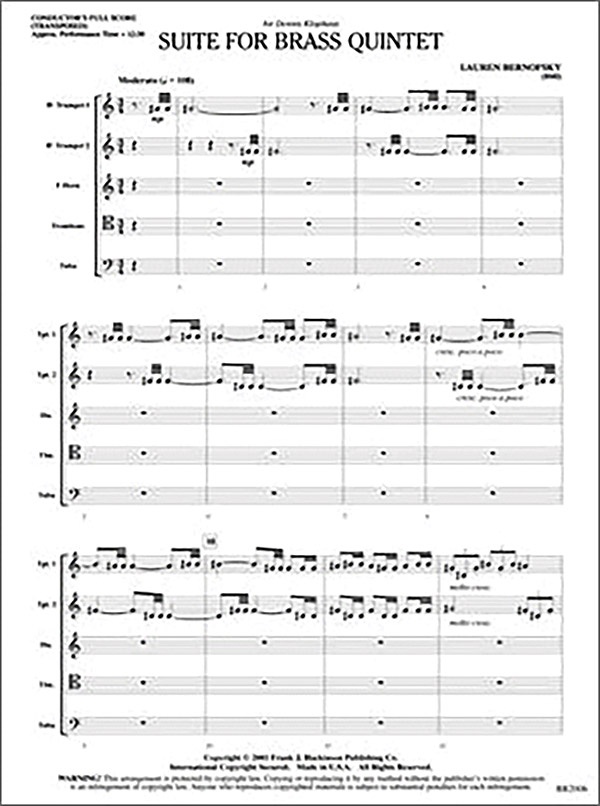 Suite For Brass Quintet Conductor Score