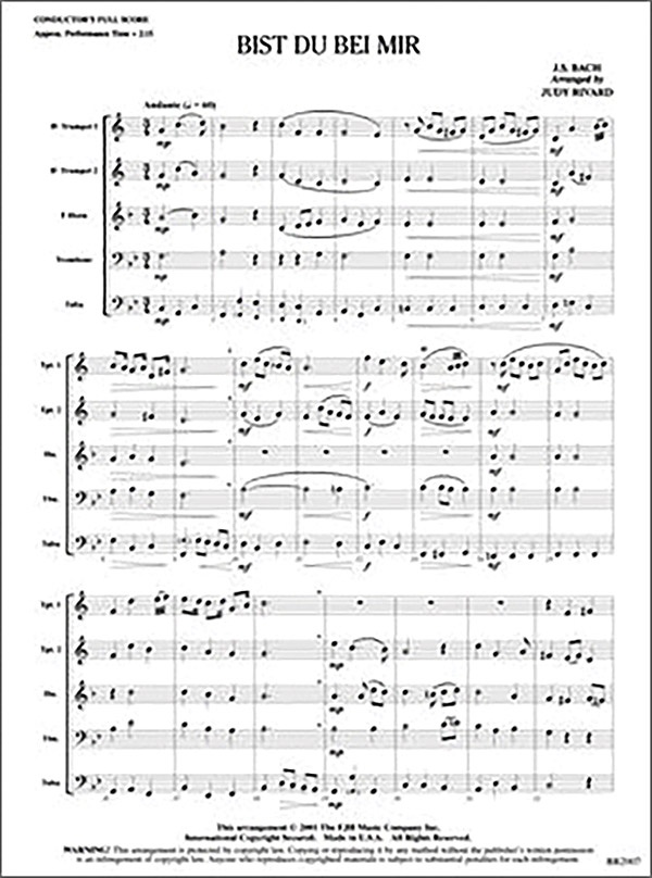 Bist Du Bei Mir Conductor Score