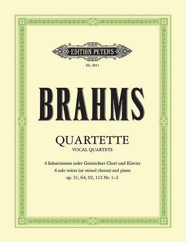 12 Quartets For 4 Voices (Mixed Choir) And Piano Opp. 31, 64, 92, 112 Nos. 1-2 Book