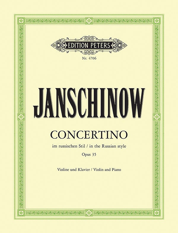 Concertino In The Russian Style Op. 35 For Violin And Piano Book