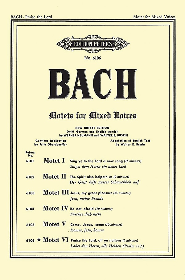 Motet Vi Bwv 230 (Praise The Lord, All Ye Nations) Book