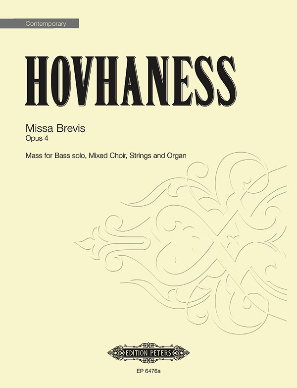 Missa Brevis Op. 4 Mass For Bass Solo, Mixed Choir, Strings And Organ Choral Octavo
