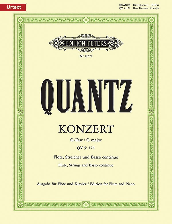 Flute Concerto In G Qv 5:174 (Edition For Flute And Piano) Urtext Book