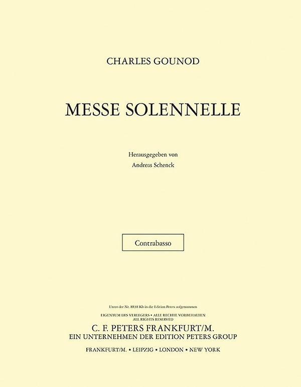 Messe Solennelle En L'honneur De Sainte céCile (St. Cecilia Mass) (Contrabass Part) Part(S)
