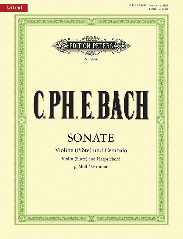 Sonata For Violin (Flute) And Harpsichord In G Minor Urtext Book