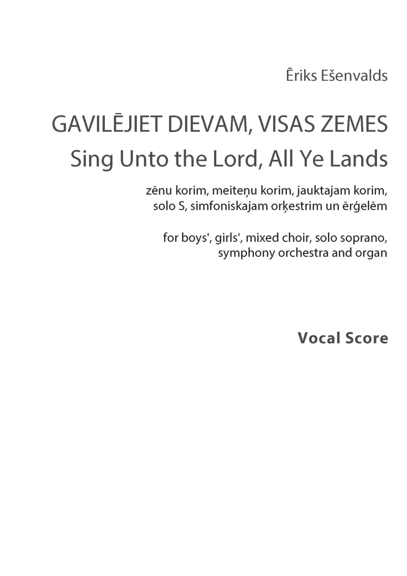 Sing To The Lord All The Earth Choral Octavo