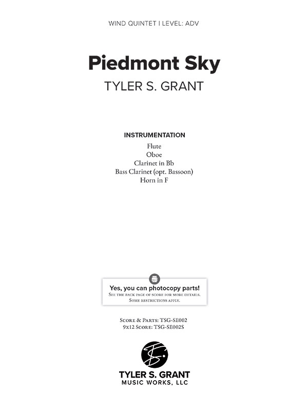 Piedmont Sky Conductor Score & Parts