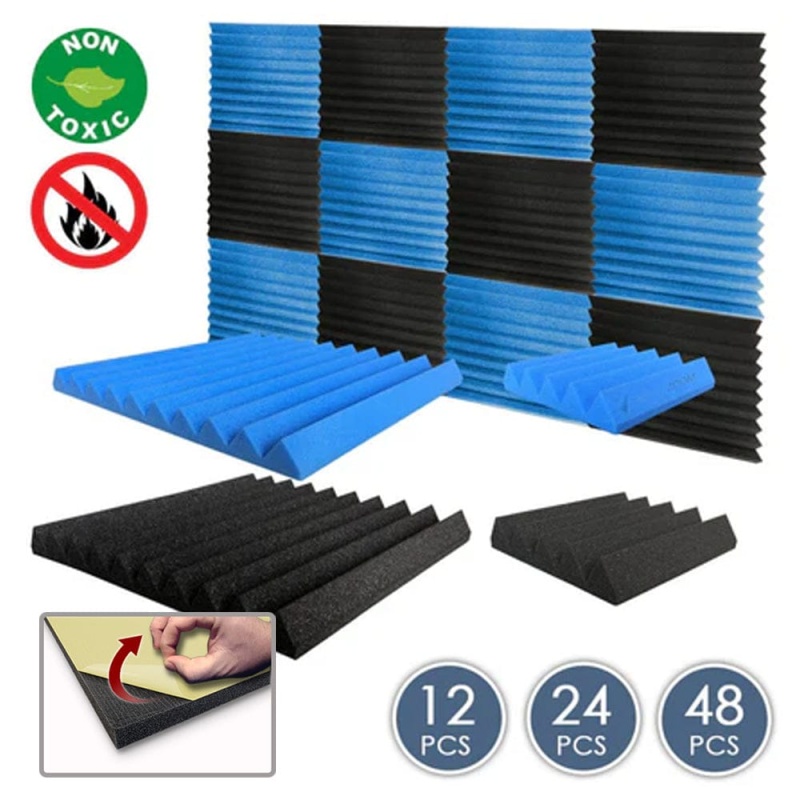 Arrowzoom Wedge Tiles Series Acoustic Foam - Black X Blue Bundle - Kk1134