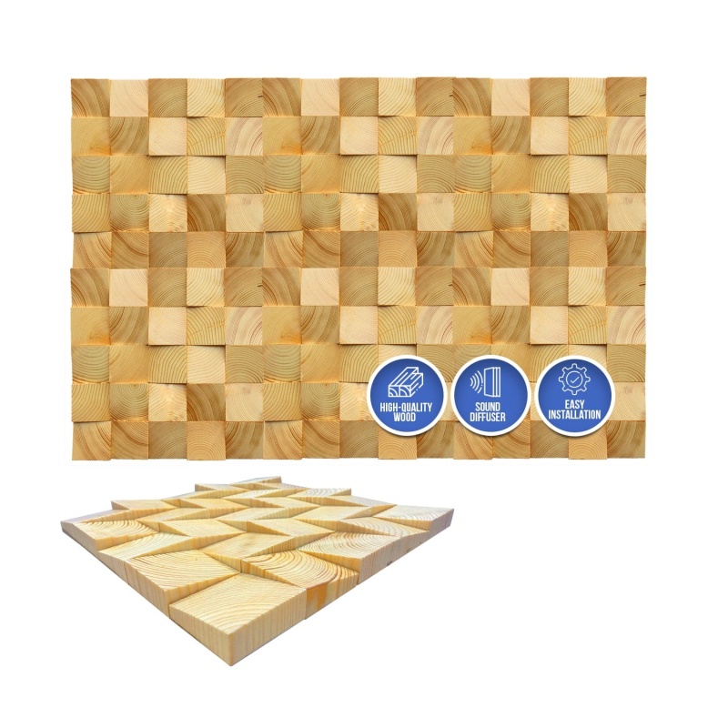 Arrowzoom™ Genuine 3D Geometric Style Wooden Wall Art Panel 30 X 30Cm (12 X 12In) Kk1234