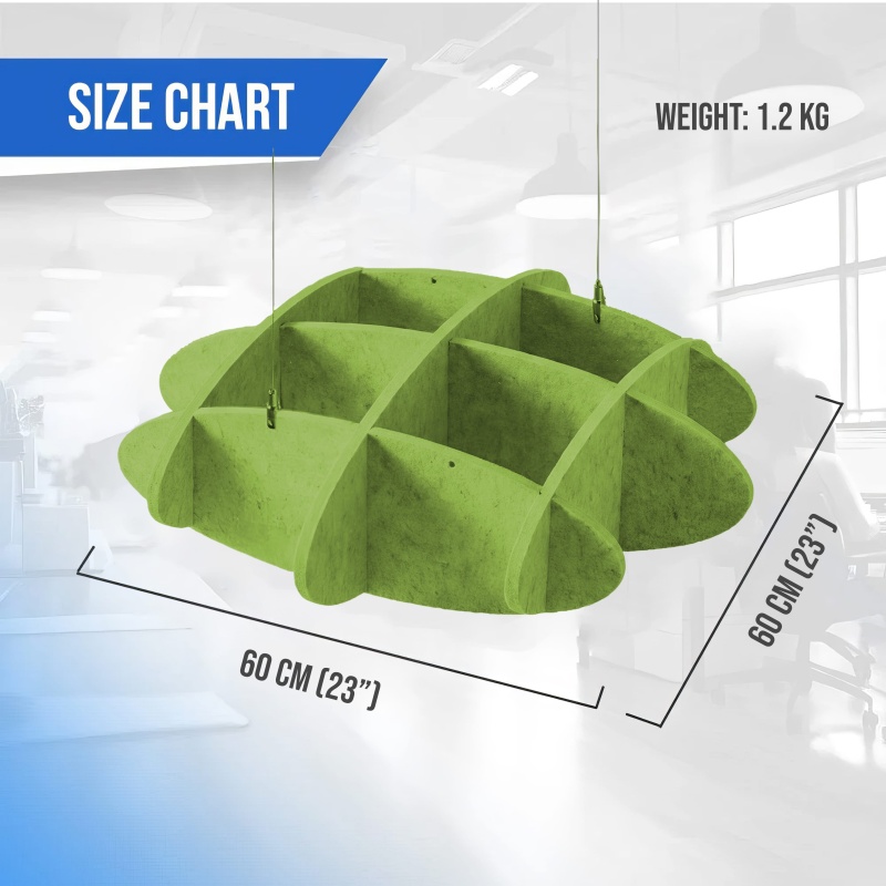 Hexagonal Acoustic Ceiling Panels — Cut Echo In Open Spaces | Echoart Green