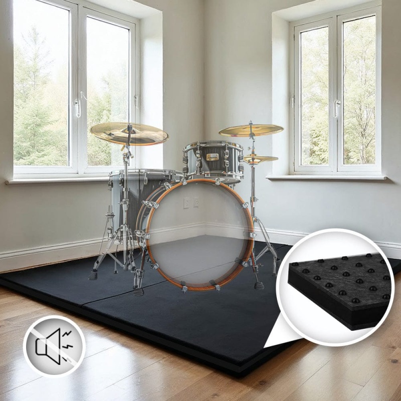 Heavy-Duty 3-Layer Floor Pad — Stops Drum & Sub Vibration In Home, Studio