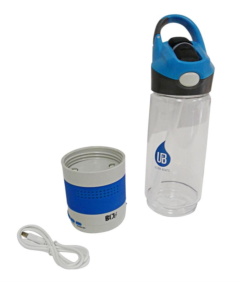 Ultra Beats Bc-4000 Sport Water Bottle Bluetooth Speaker Combo With Pop Top Blue