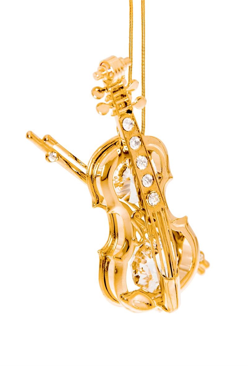Violin 24K Gold Plated Figurine With Swarovski Crystals
