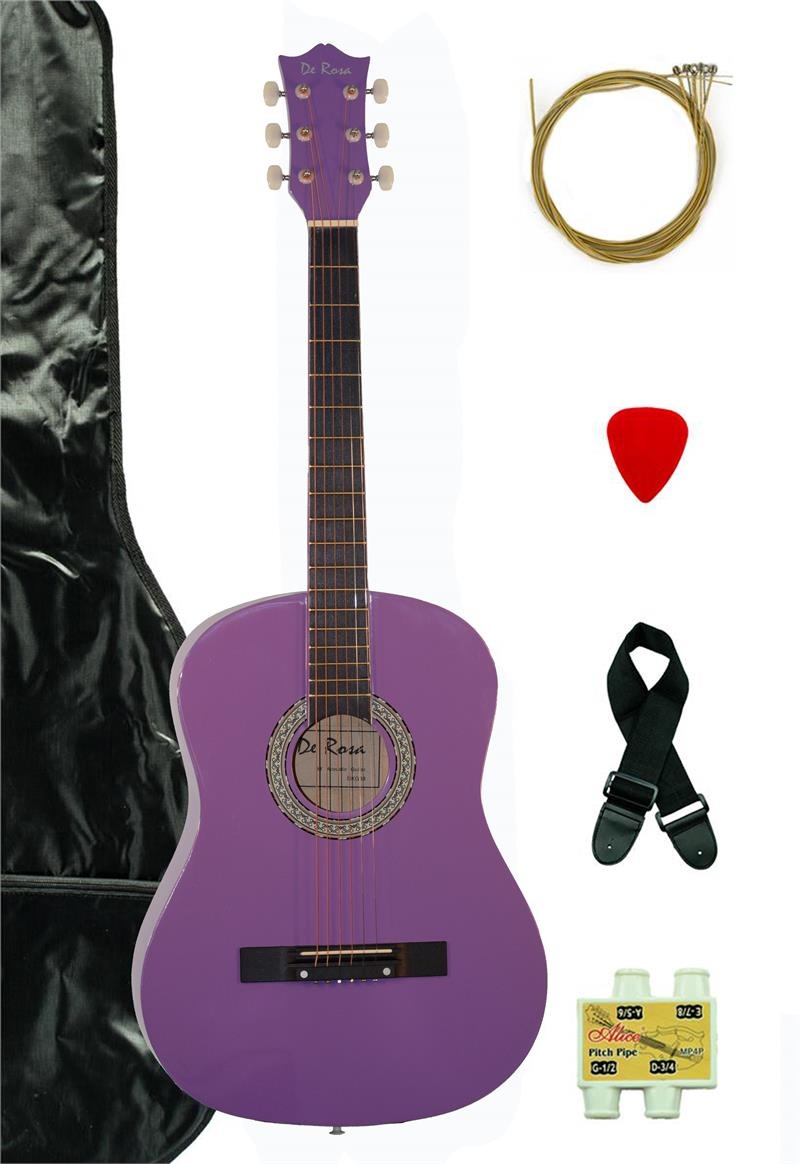 De Rosa Kids Acoustic Guitar Outfit Light Purple