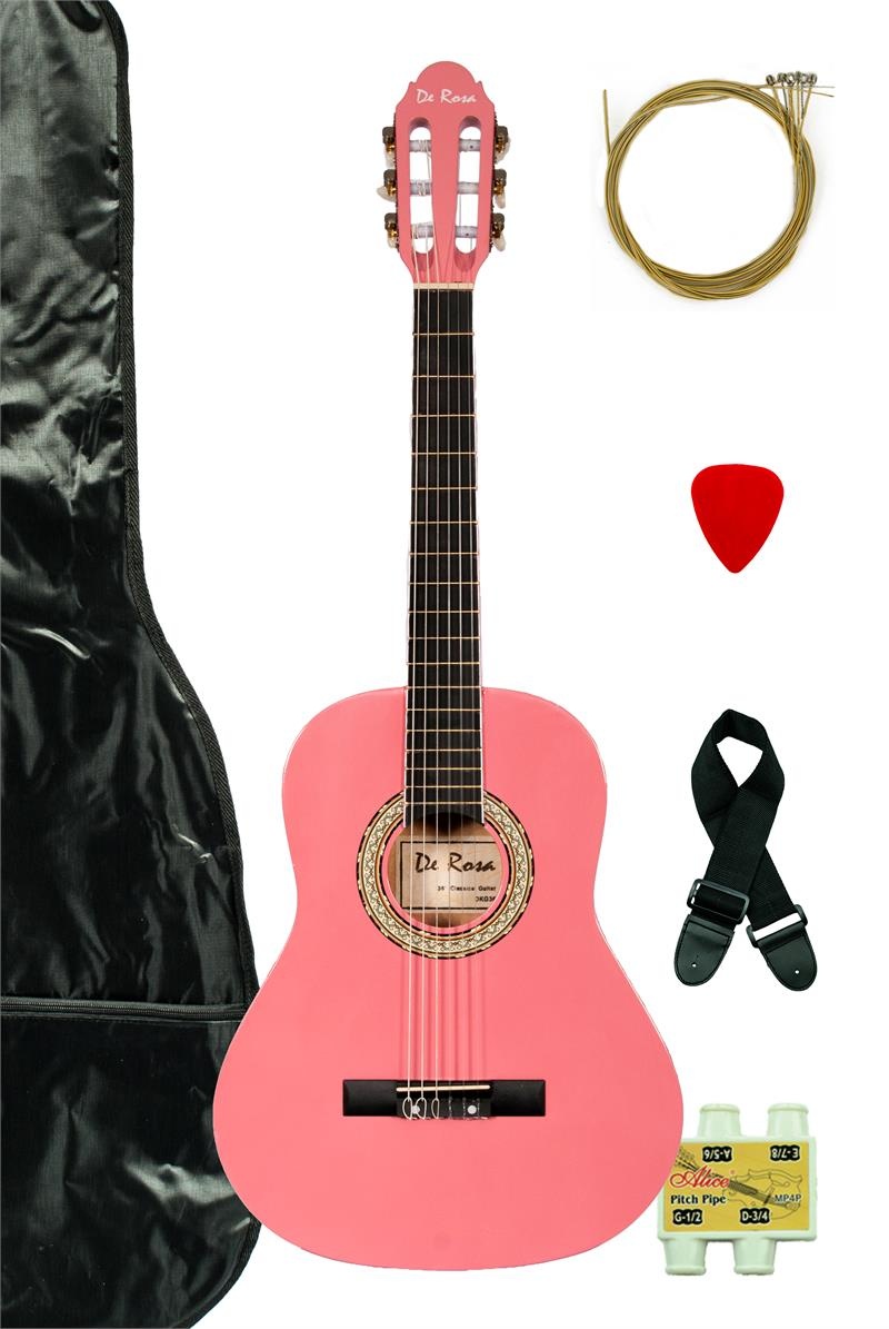 De Rosa Kids Classical Guitar Outfit Pink