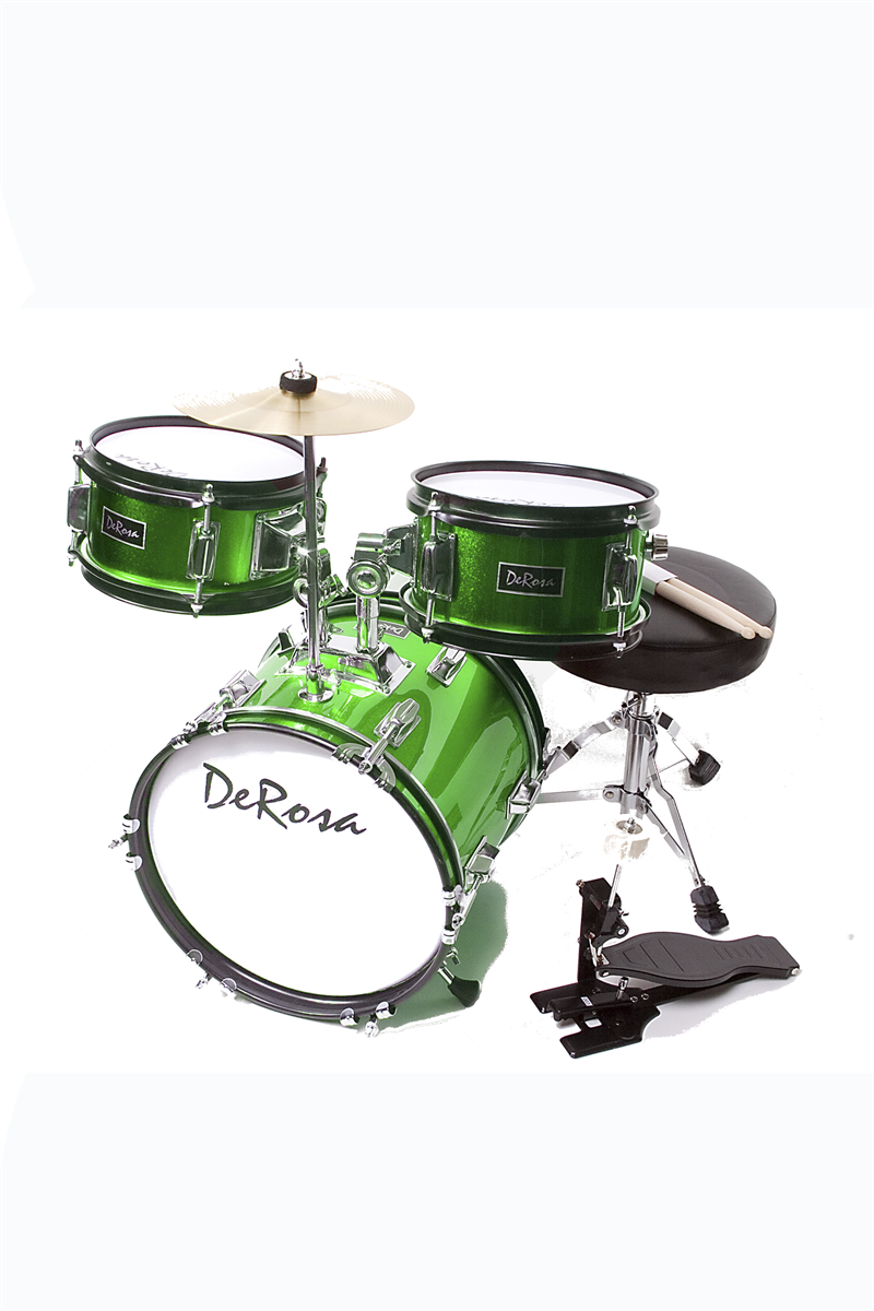 De Rosa 3 Piece 12" Kid's Junior Drum Set Green