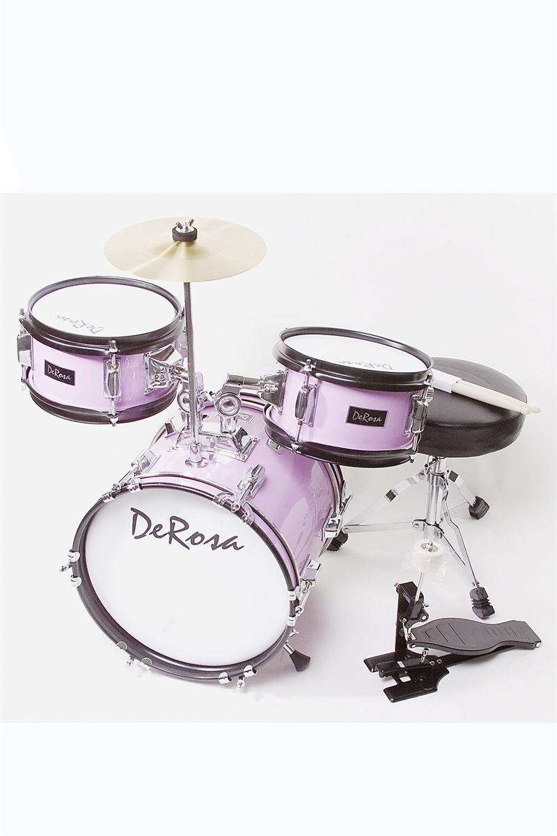 De Rosa 3 Piece 12" Kid's Junior Drum Set Metallic Pink