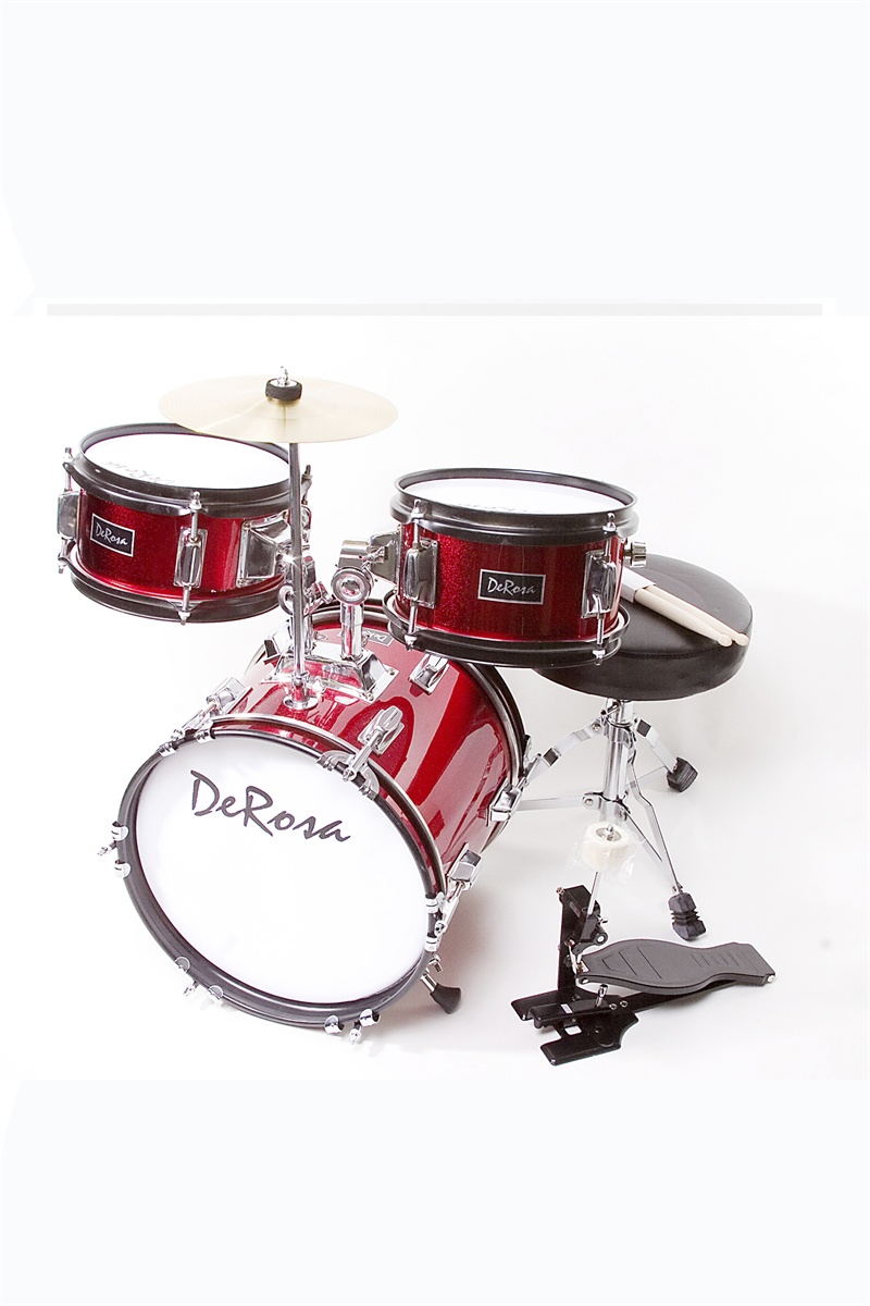 De Rosa 3 Piece 12" Kid's Junior Drum Set Red