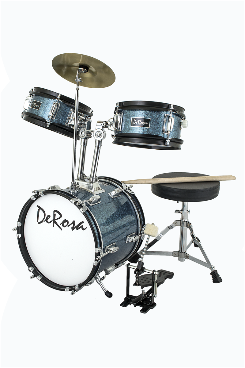 De Rosa 3 Piece 12" Kid's Junior Drum Set *Spark Collection* Turquoise