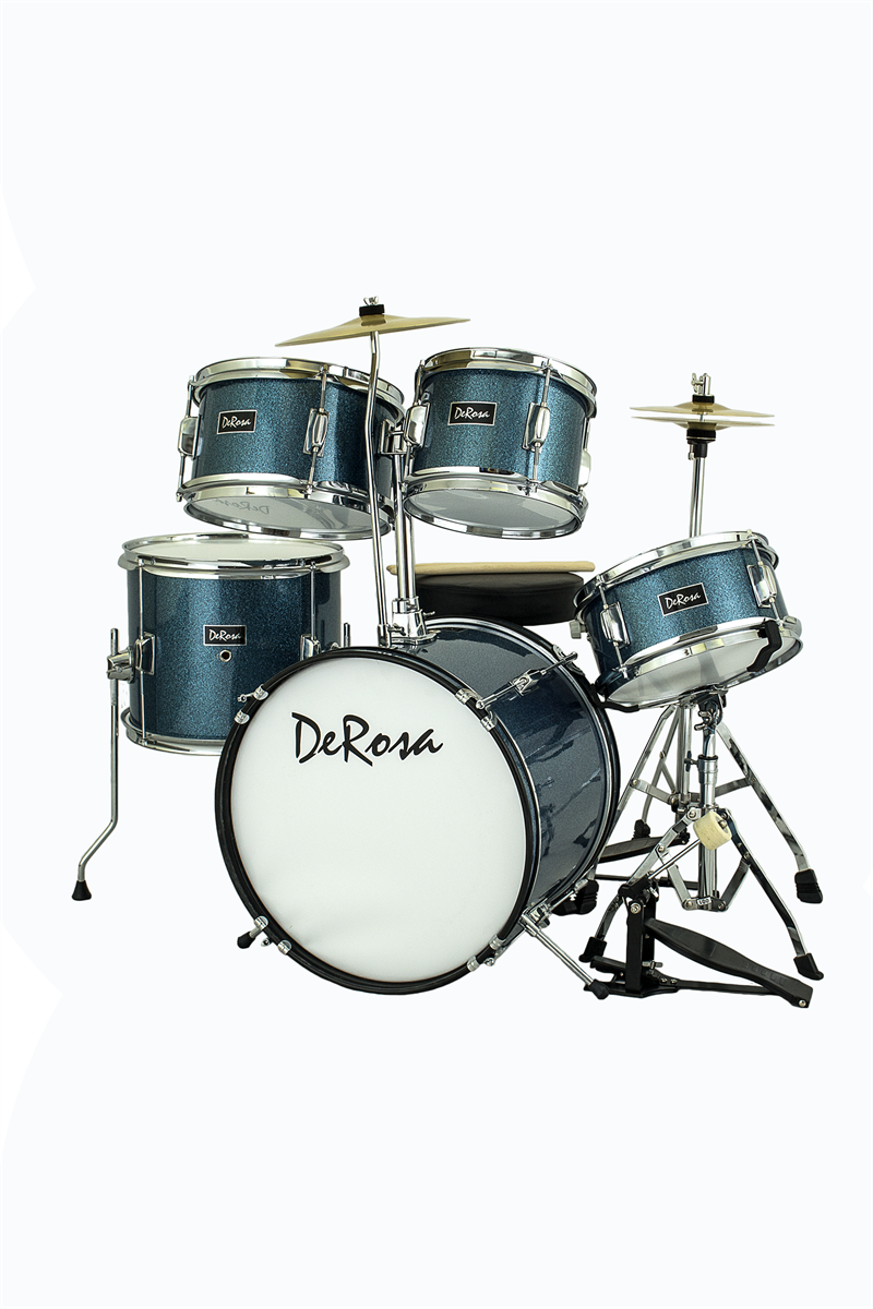 De Rosa 5 Piece 16" Kid's Junior Drum Set *Spark Collection* Turquoise
